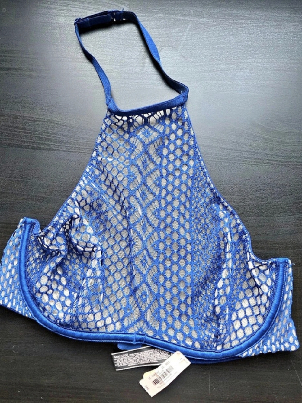 Victoria's Secret Very Sexy High Neck Lace Bra Blue 34C
